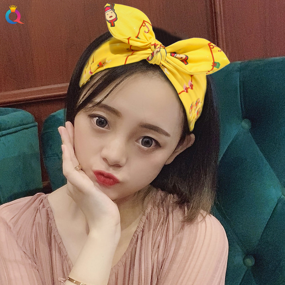 Qiyue Christmas Rabbit Ear Tie Hair Band for Women's Hair Accessories Section, sample making supported Specification drawing