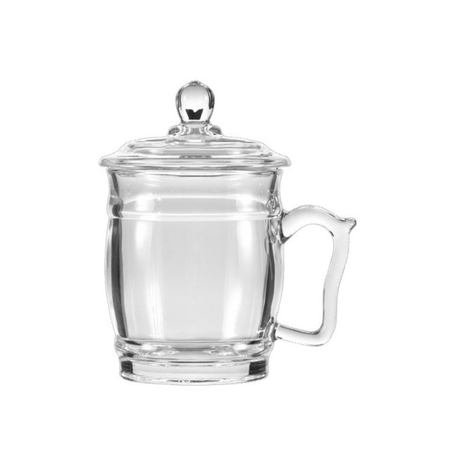 BLinkMax/ Lizun heat-resistant Glass Office thickened covered Water Cup 360ml Glossy Tea Cup LZ0805 Item Picture