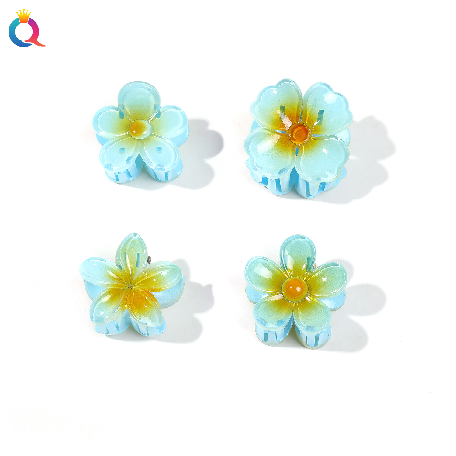 Wholesale of Qiyue Cross-border ABS colored hair clips, egg flower small scratch clips, women's high-end updo ponytail clips and hair accessories Item Picture