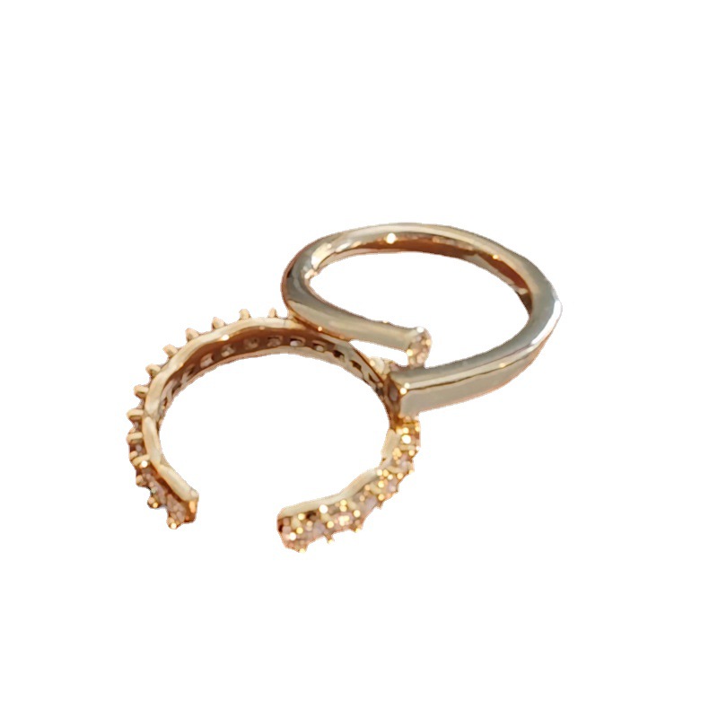 Sweet and cool, fashionable, irregular Korean-style full diamond set high-end ring, women's light luxury, niche, adjustable personalized ring Item Picture