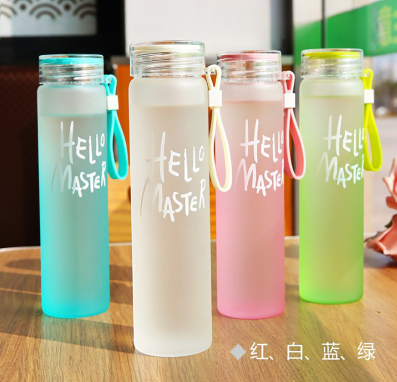 Advertising pull rope gradient color beverage seven-color cup glass cup Casual cup creative frosted water cup Practical cup for students details Picture
