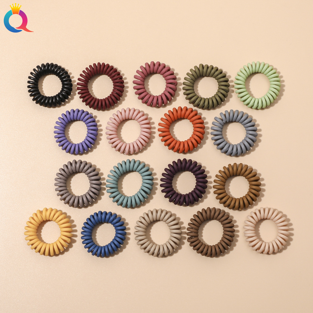 Qiyue Cute girl's Korean-style high-elasticity hair tie, matte, simple and versatile small telephone line hair band and hair accessory Specification drawing