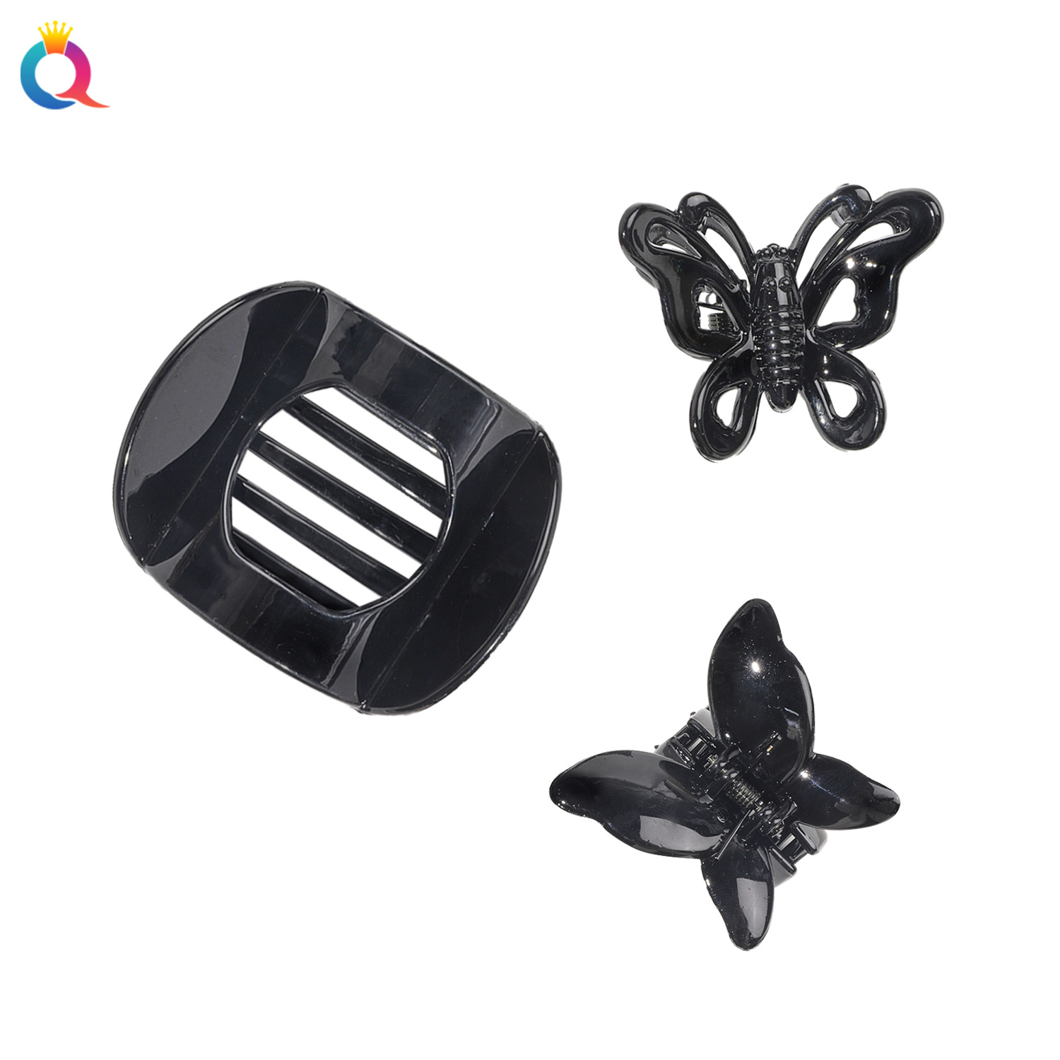 Wholesale of Qiyue Cross-border Transparent Leopard Dot hair clips, simulated butterfly hair curls, women's high-end shark clip hair accessories Item Picture