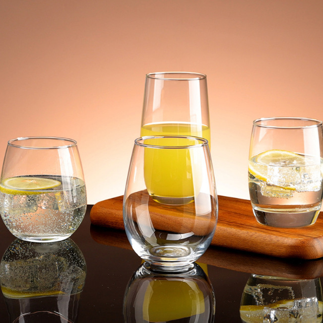 Thickened household water cups, glass cups, high-end milk water cups, beverage cups, high-temperature resistant transparent glass large-bellied cups full figure