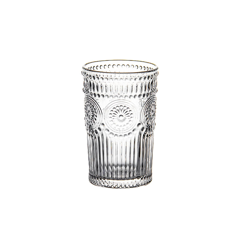 Golden-edge iriered sunflower glass cup, InS-style relief water cup, milk tea, Xipu Wedding Souvenir cup wholesale Item Picture