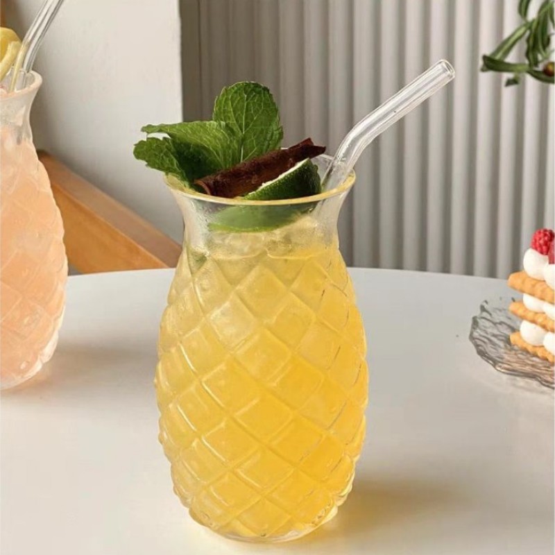 High borosilicate glass creative wine glasses, juice cups, glass cups, cocktail glass cups, bar Internet celebrity pineapple cocktail cups Specification drawing