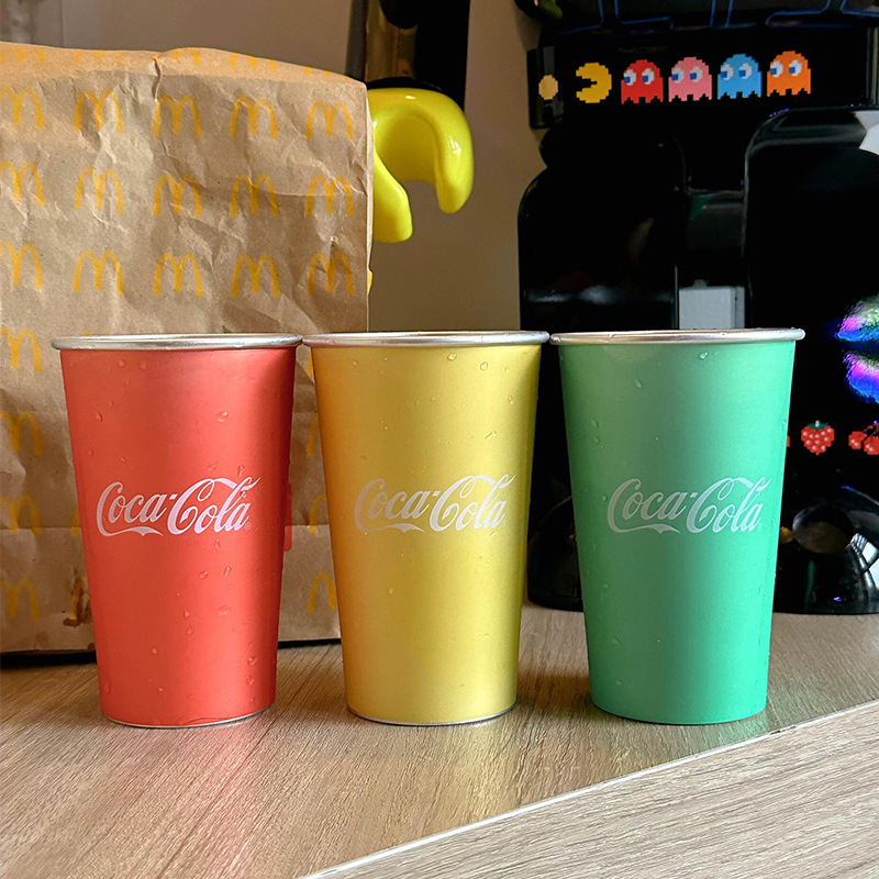 Color-changing aluminum cup, outdoor camping party cold drink cup, beer mug, aluminum 470ml, McDonald's color-changing water cup, single layer details Picture
