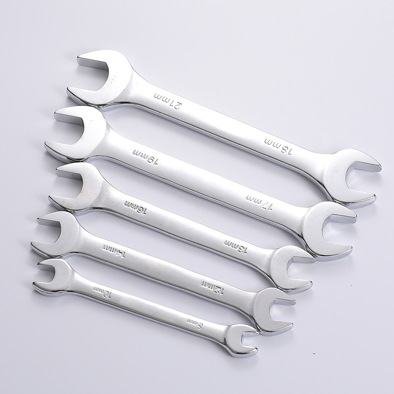 High-carbon steel thickened double-head open-end wrench set, dual-purpose fixed-head fork socket industrial-grade auto repair wrench tool set details Picture
