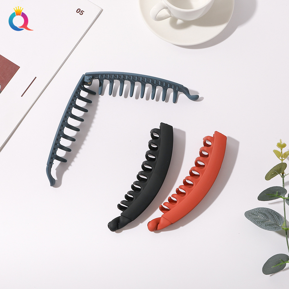 Qiyue Cross-border PC frosted Banana Clip, vertical clip, high-end ponytail fixing magic Tool, grab clip, hair clip, shark clip wholesale Specification drawing