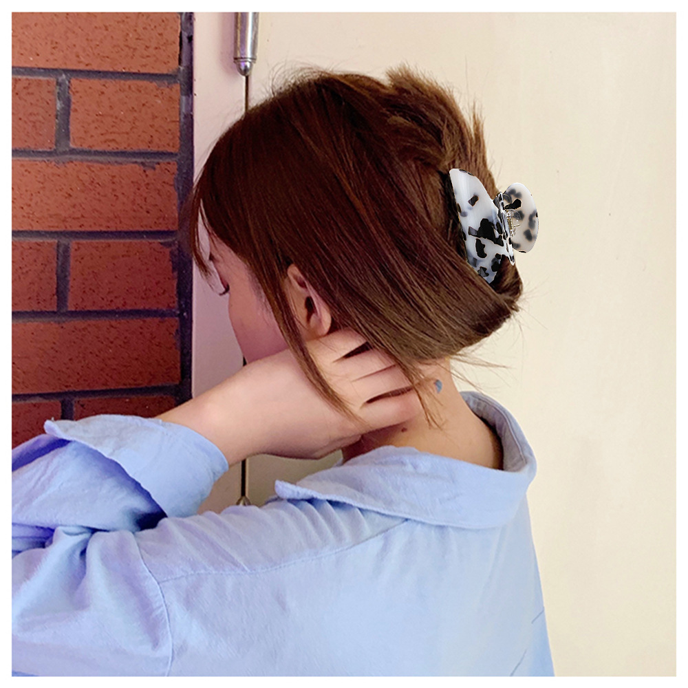 Qiyue Korean version acetic acid acrylic hair clip, marble-patterned back head updo hairpin, shark clip hair accessory B25 Specification drawing