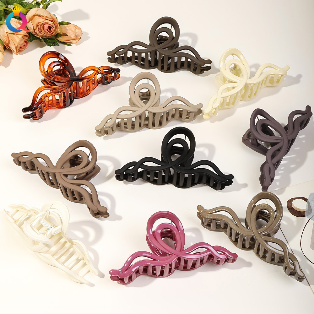 Wholesale of Qiyue Cross-border Oversized hair clips, new cross-wave gripper, back head updo, shark clip hair accessories details Picture