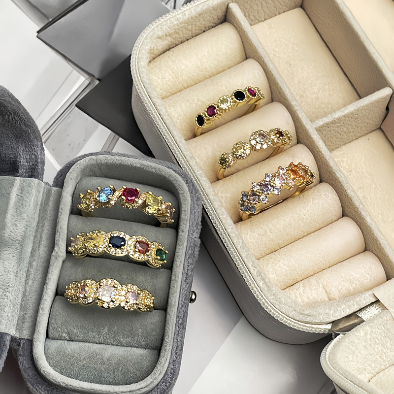 New color diamond micro-set sweet and cool open ring for women's ins, cold style, light luxury, high-end and elegant, niche index ring full figure