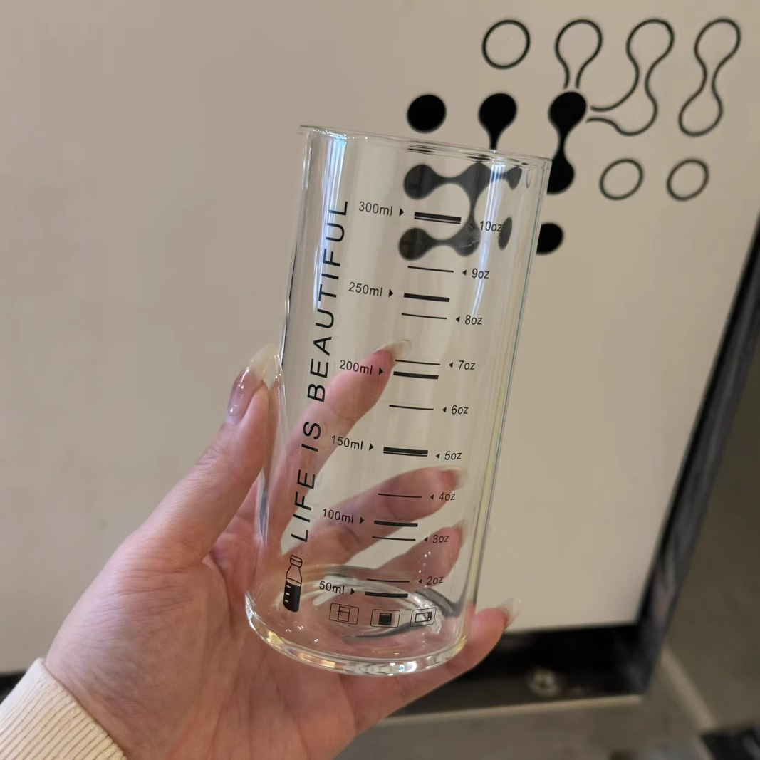 Thickened bottom high borosilicate glass cup with scale, straight Long Island iced tea cup, Mojito cocktail cup Specification drawing