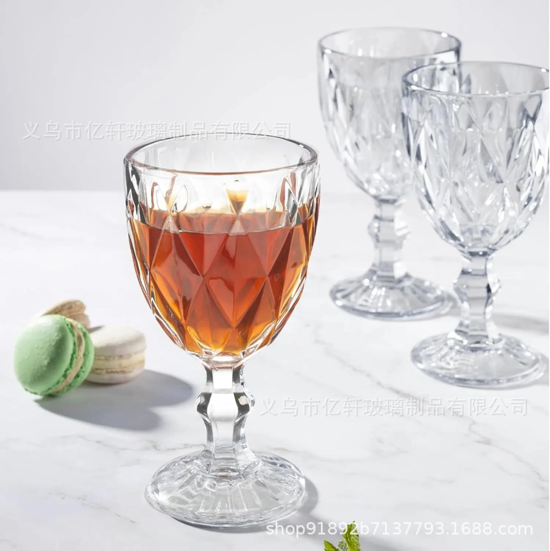 French court-style transparent glass wine glasses, spray-painted champagne glasses, highball glasses, thickened European style wine glasses details Picture