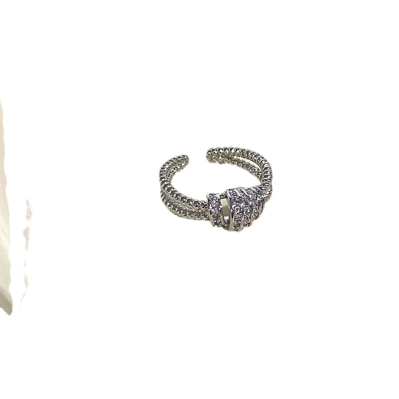 Irregular zircon flower open ring, a niche design for women, a popular index finger ring, a light luxury, trendy and personalized ring Item Picture