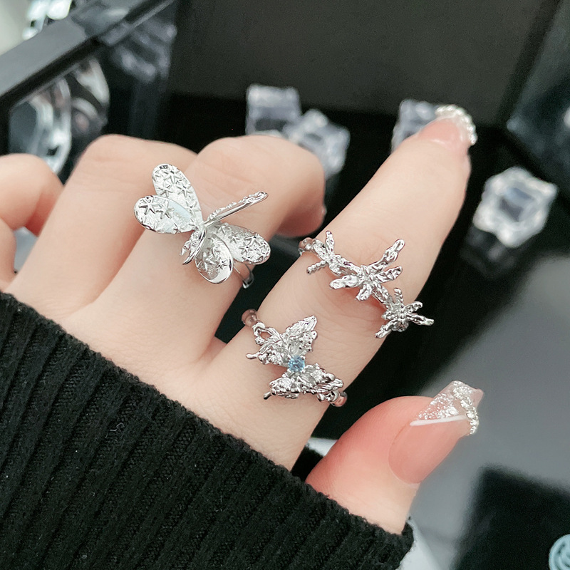 This niche design features an irregular butterfly star plain ring texture and a fashionable open ring. It's a simple, versatile and personalized ring for women details Picture