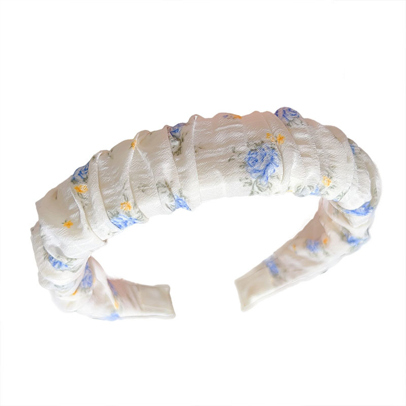 Japanese and Korean fresh and delicate floral hair accessories, ins fabric pleated headwear, wide-brimmed hair bands, elegant and creative accessories for women Item Picture