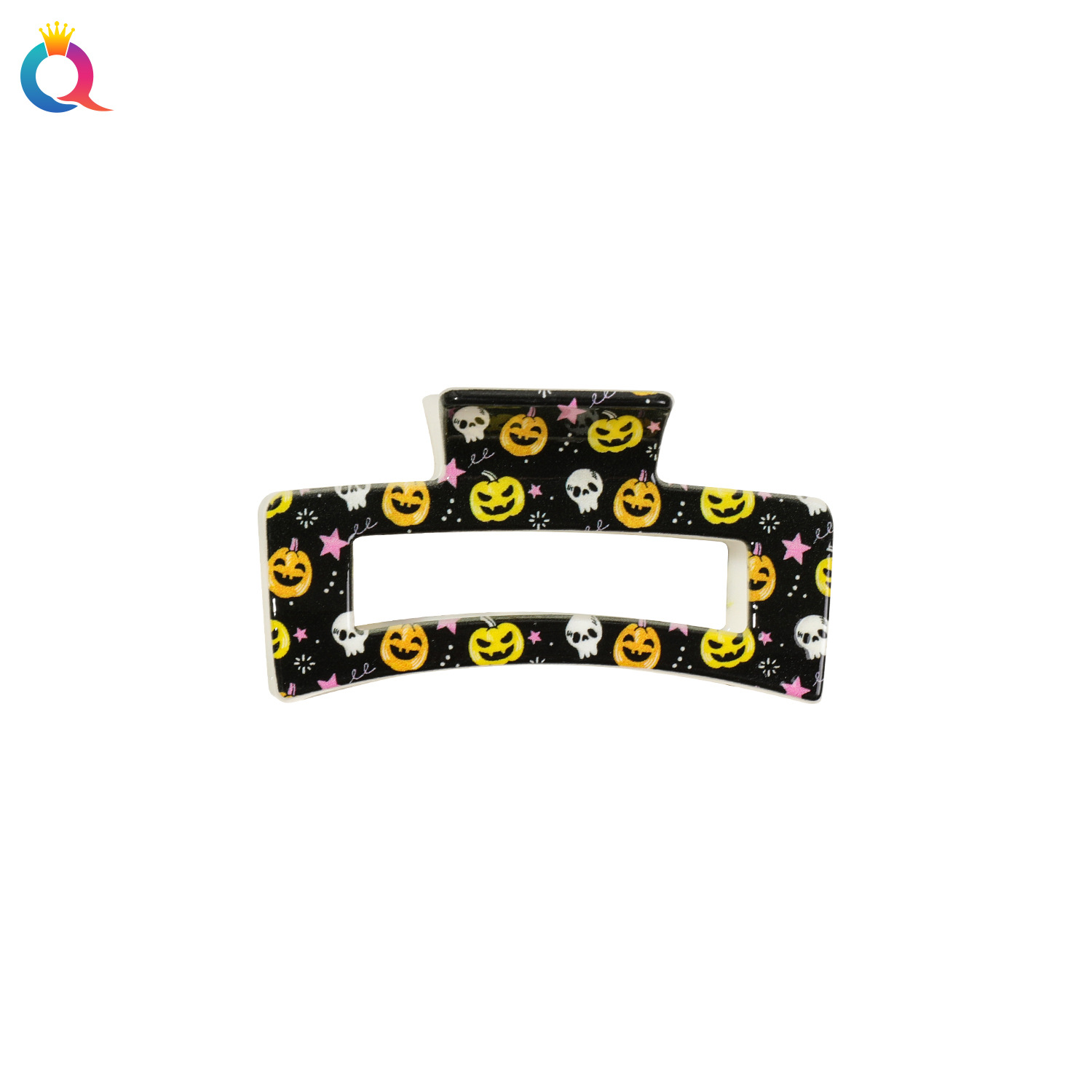 Qiyue European and American Cross-border New Halloween Skull Ghost UV printed Shark clip, grappling clip, hairpin headwear for women wholesale Item Picture