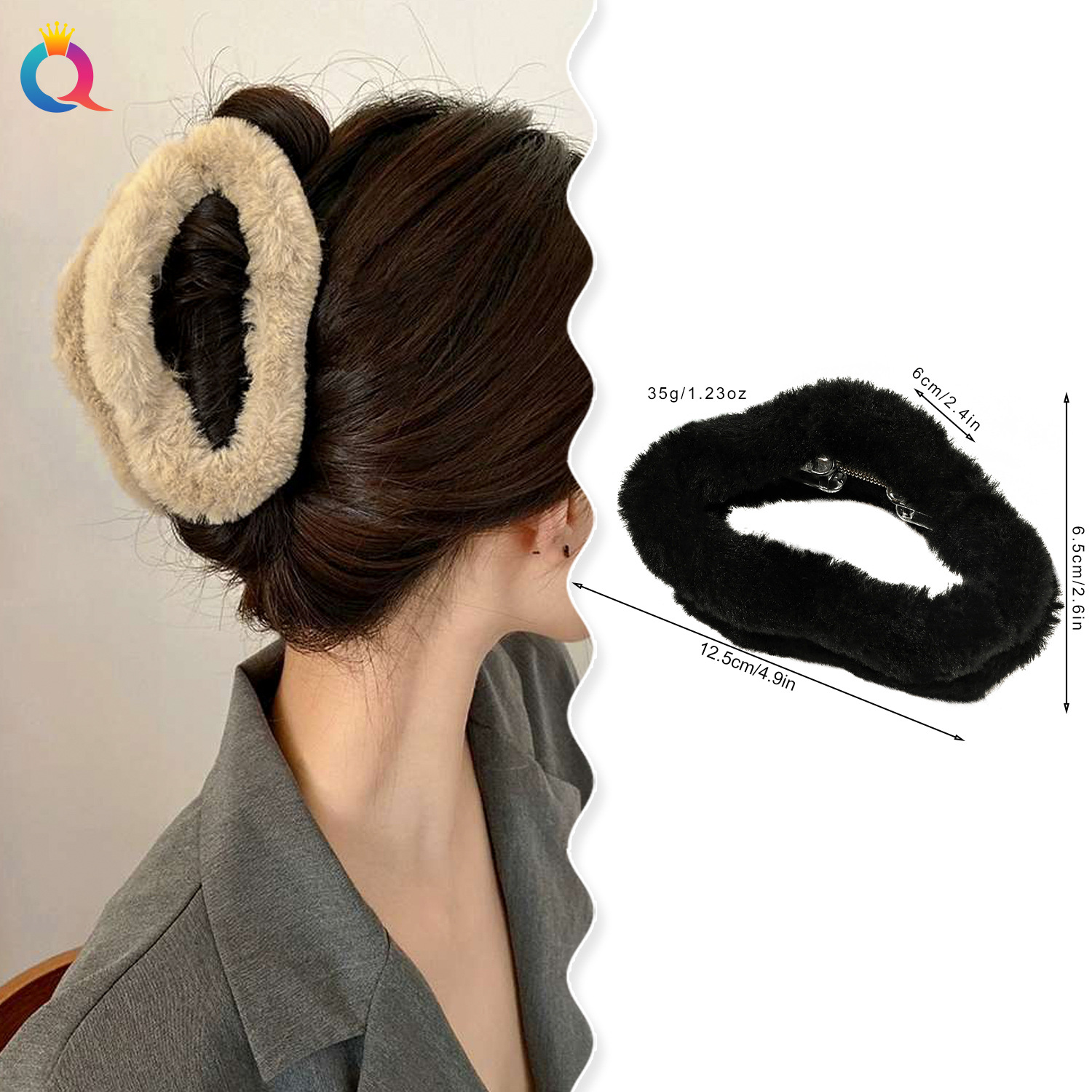 Qiyue Cross-border Autumn and Winter Plush cloud Hair clips for women, high-end large updo hair, shark clip, claw clip hair accessories wholesale details Picture
