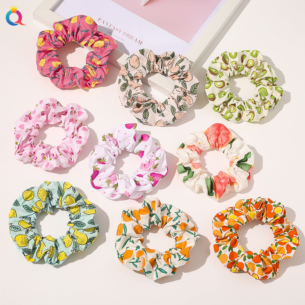 Qiyue's fruit-flavored summer ~ Cute avocado and peach hair bands bm fabric large intestine hair bands Forest-style hair accessories details Picture