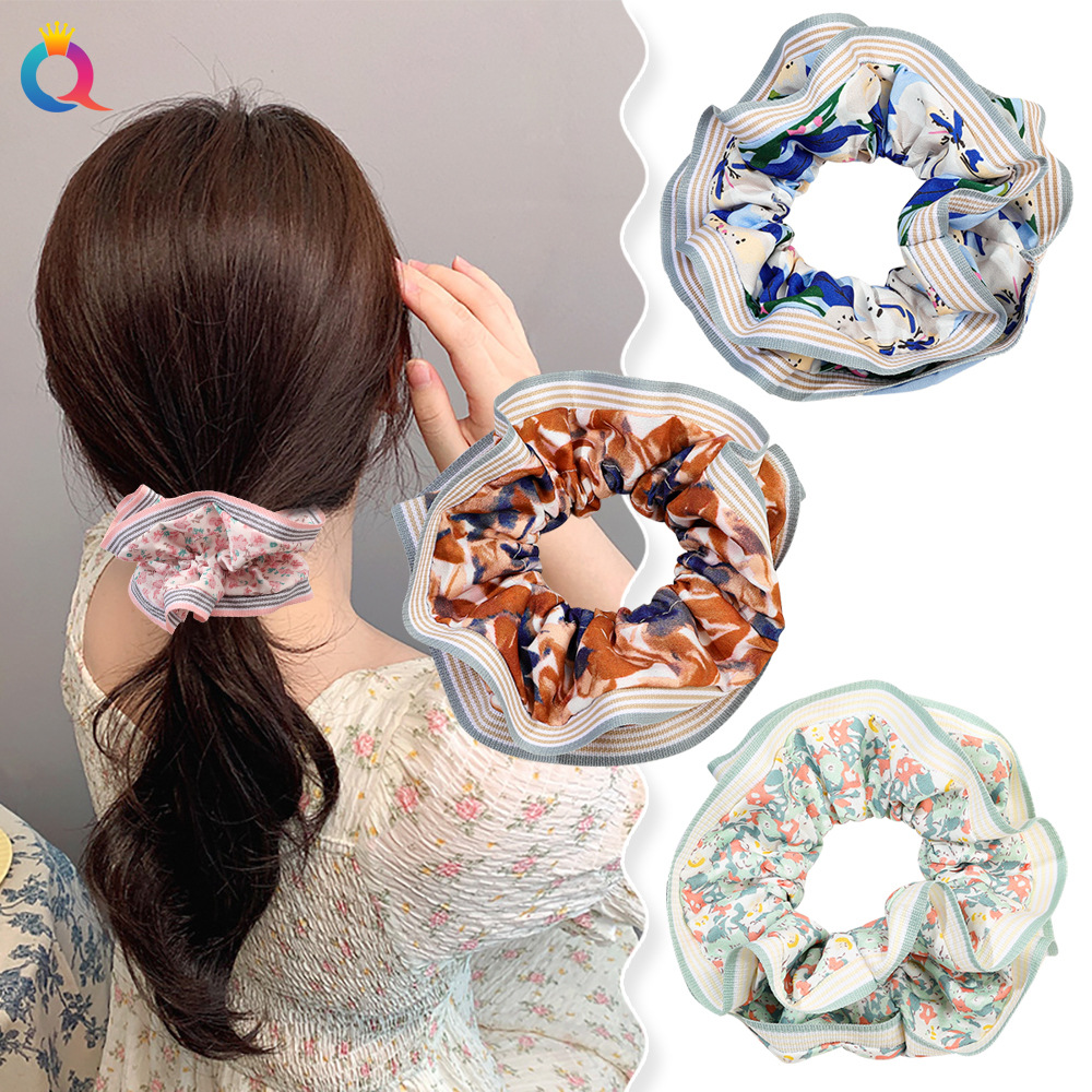 Qiyue Sweet Floral Large Intestine Hair band, high-end hair tie, large intestine hair band, leather band, hair tie, women's hair accessories wholesale details Picture