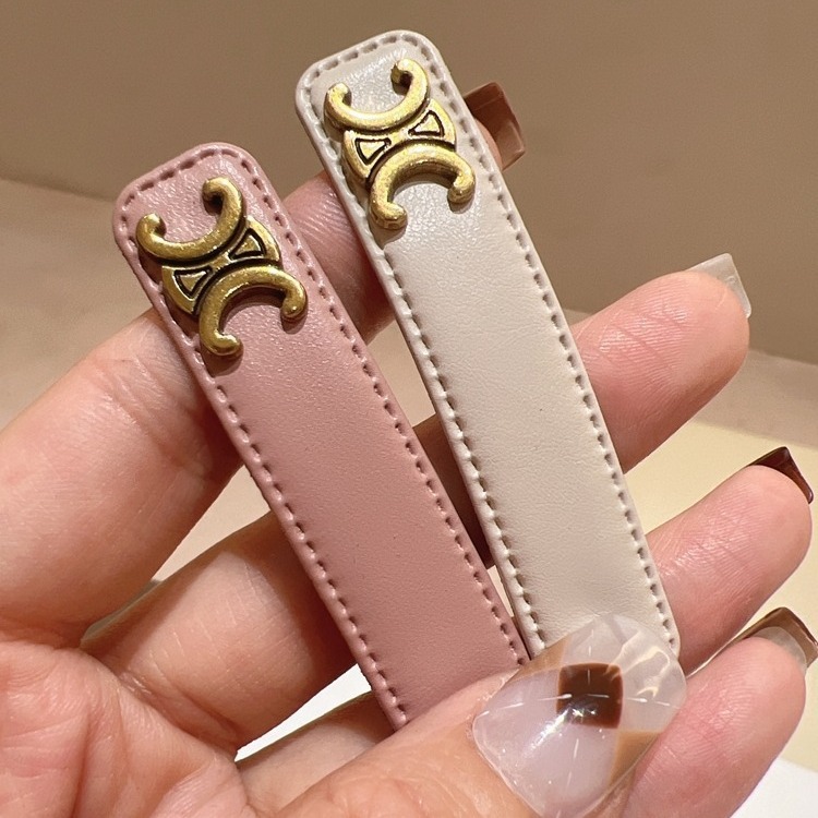 Arc de Triomphe letter pu leather hair clip, hair accessory, side clip, high-end French retro BB clip, new simple hair clip Specification drawing