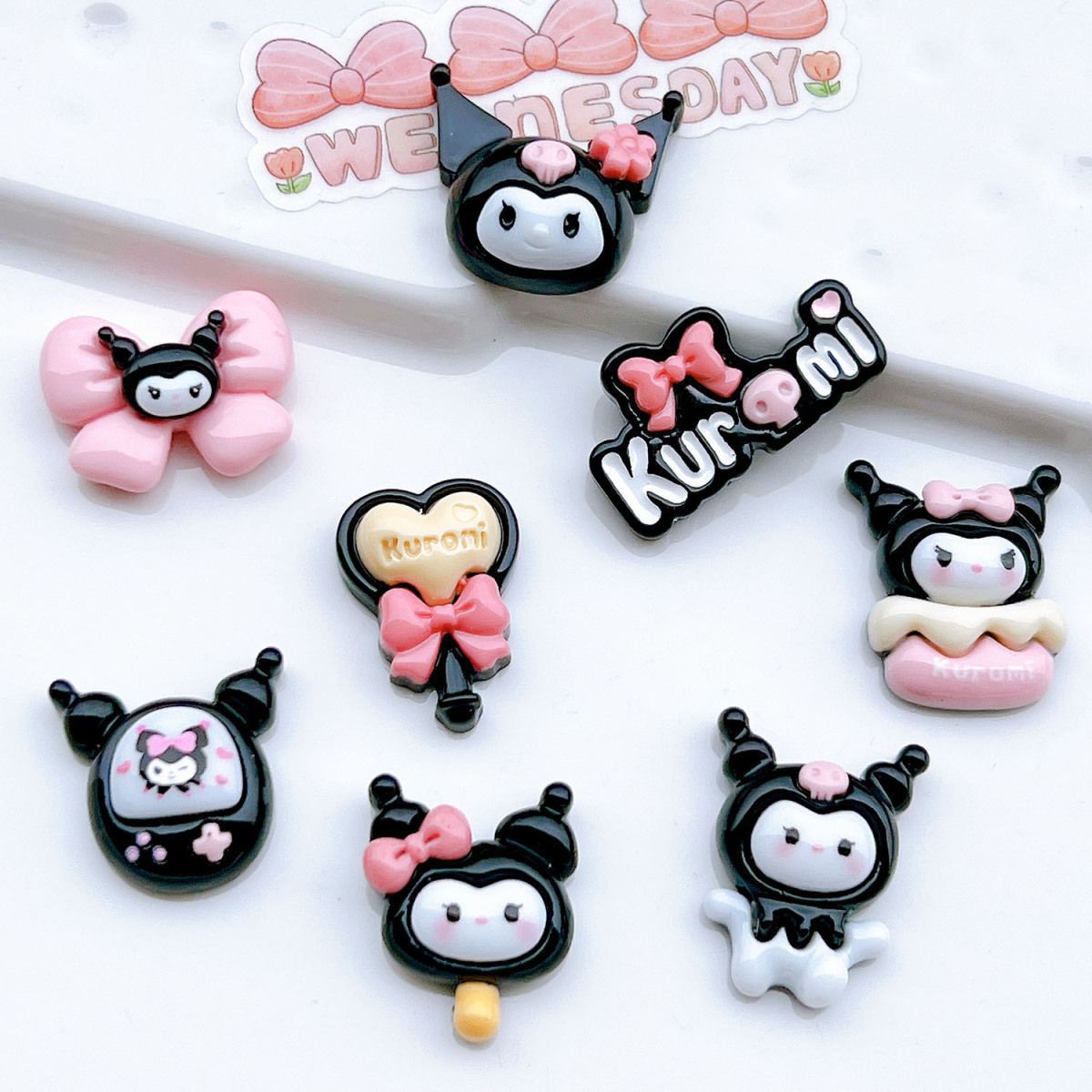 Shiny black hairpins, diy accessories, cream glue mixed resin accessories, phone cases, crocs, Kulomi accessories full figure
