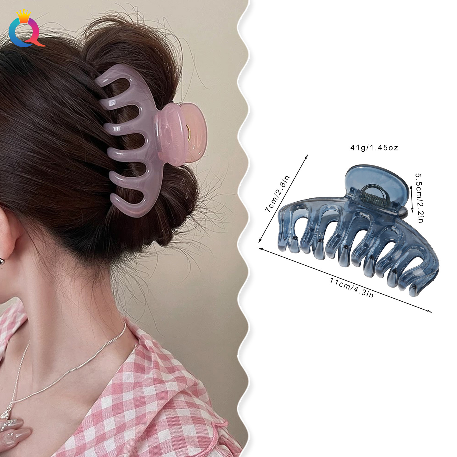 Qiyue PC Jelly Large Pumpkin Hair clip, high-end style, simple back head shark clip hair accessory wholesale details Picture