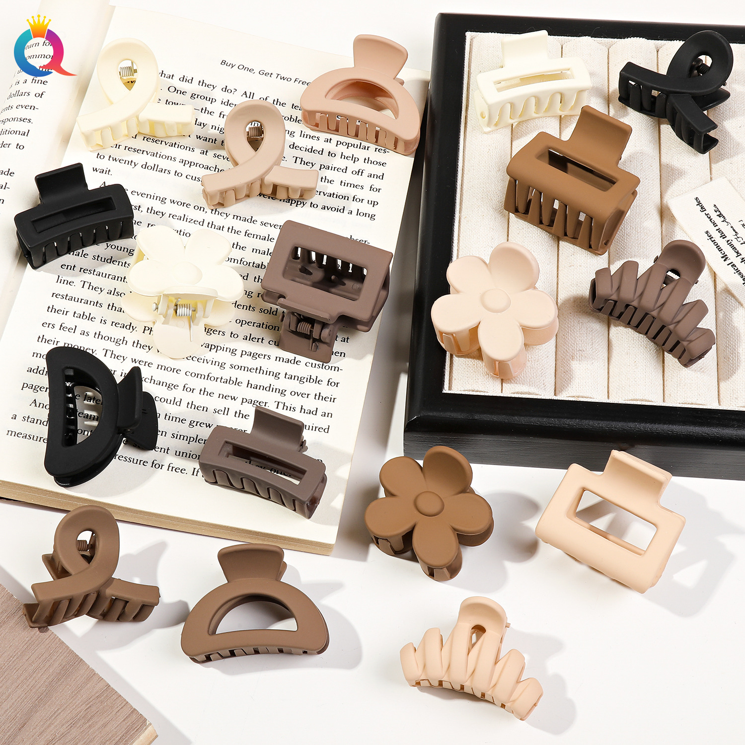 Qiyue Korean matte high ponytail clip, small scratch clip, back head updo, versatile shark clip hair clip accessory wholesale full figure