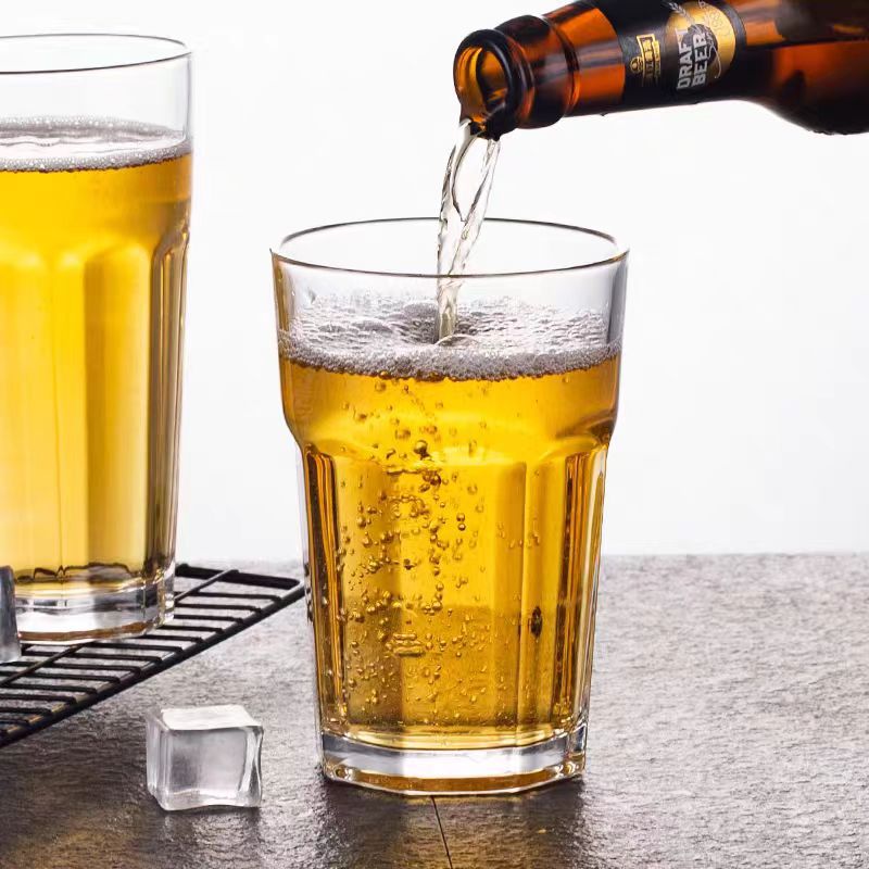 Octagonal glass cups, beer mugs, ktv bar beer mugs, whisky cups, household water cups, breakfast milk and juice cups full figure