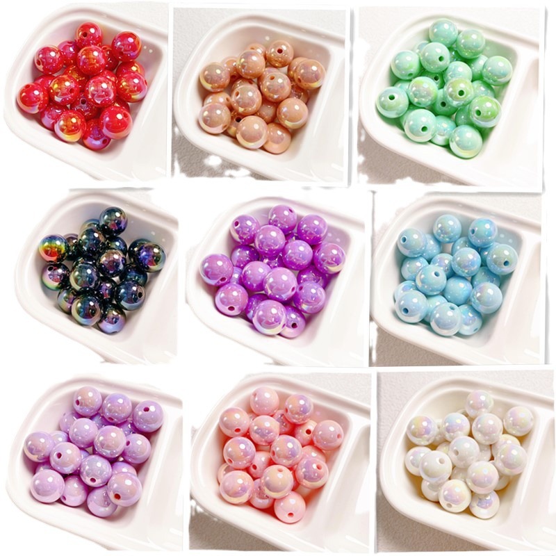 16mm beads, loose beads, seven-color shell beads, acrylic diy bracelet, mobile phone chain, beaded material, jewelry accessories, straight holes Item Picture