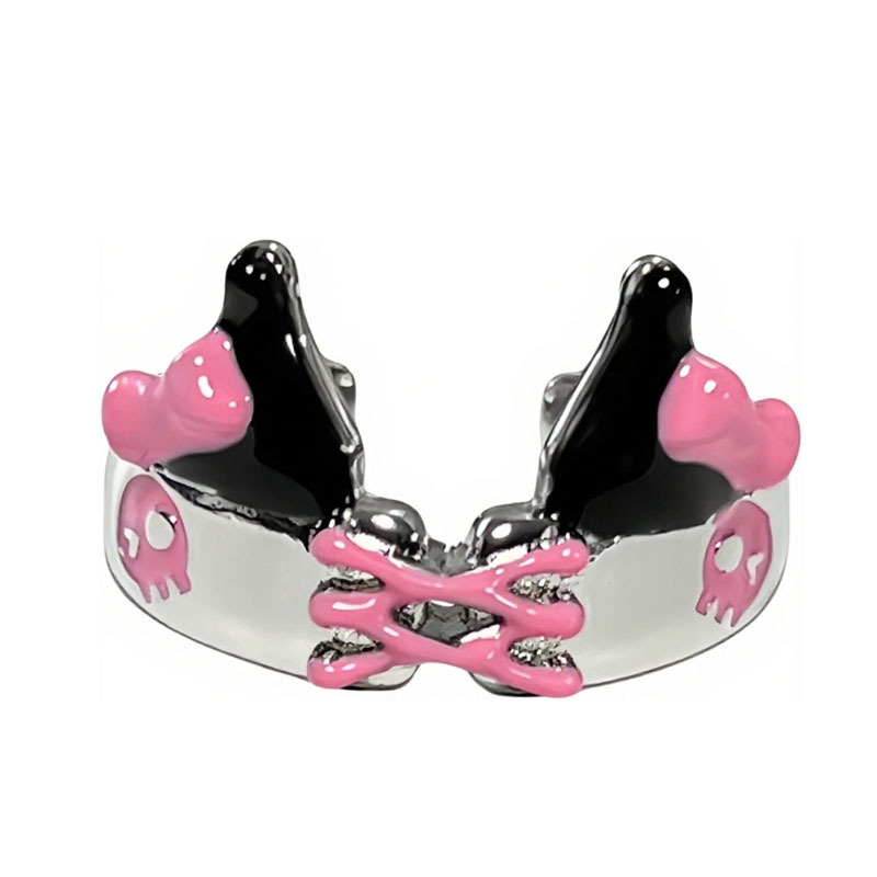 Sweet and delicate Chanel style, high-end summer pink drip glaze bow ring, cute Kulomi heart index finger ring for girls Item Picture