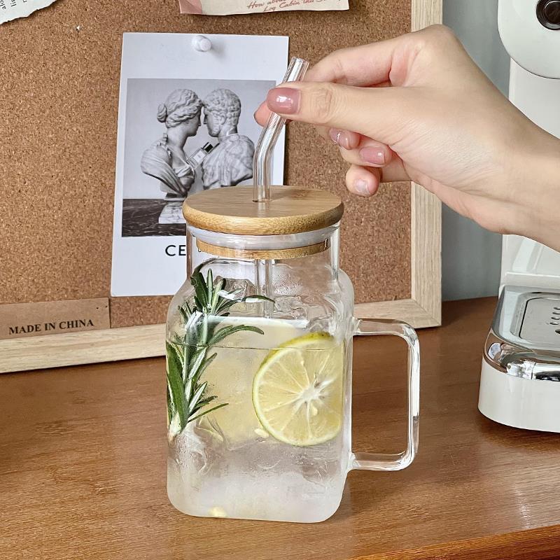 Juice drink cup, single-layer cup, high borosilicate glass transparent straw cup, drinking cup, thickened glass cup with high appearance level Specification drawing