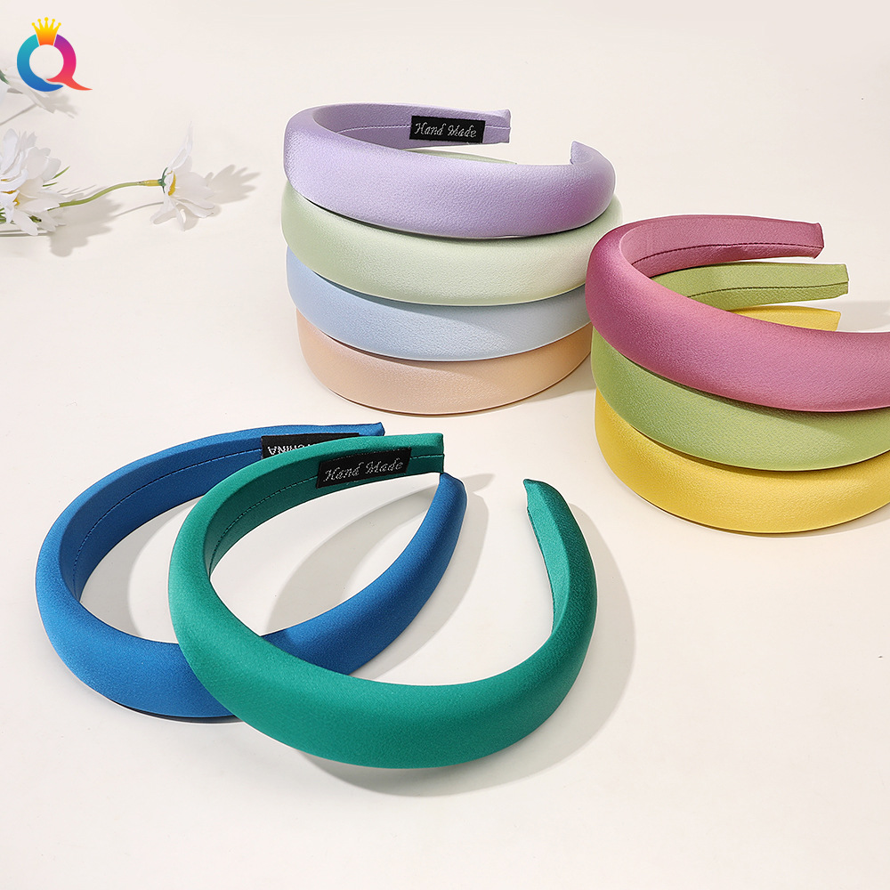 Qiyue Korean wide edge solid color hair band, high-end high head top headband, face wash hair hole, hair clip, hair accessory wholesale full figure