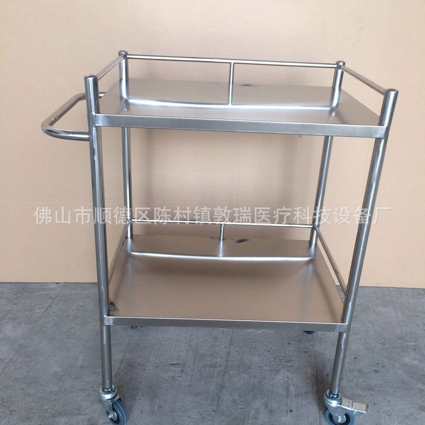 Factory direct sales of medical double-layer trolleys, high-quality medical device trolleys, laboratory tool trolleys, corrosion-resistant and easy to use details Picture