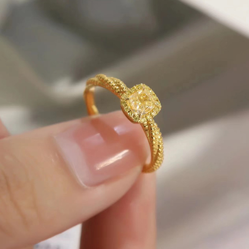 The same style of small sugar cube ring as on Xiaohongshu, with a high-end design and adjustable opening, is a perfect index finger ring accessory for best friends details Picture