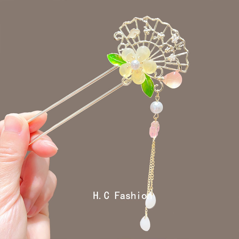 New Chinese-style high-end hairpins and hair accessories, sweet ancient Chinese style, super fairy-like forest-themed flower tassel hairpins, hairpins and headwear details Picture