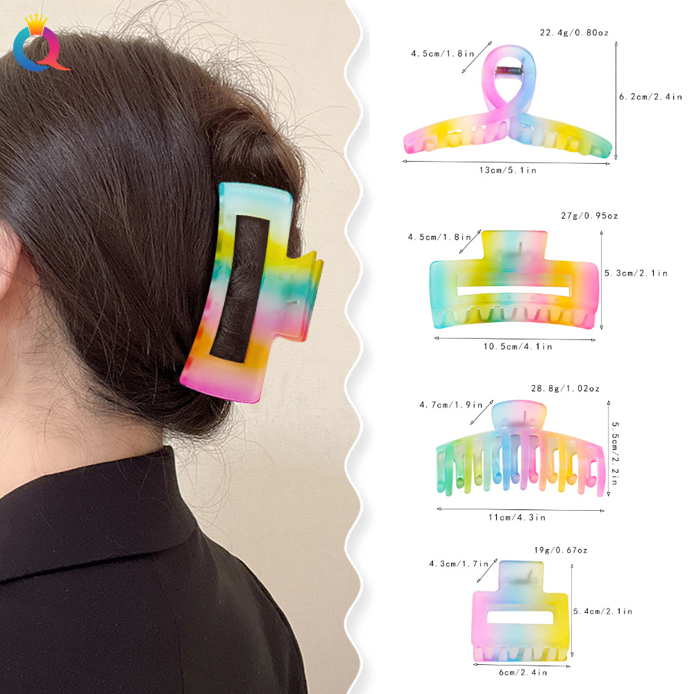Qiyue Shark Clip, large scratch-off clip, gradient candy-colored square clip, high-end hairpin, women's dopamine hair accessory details Picture