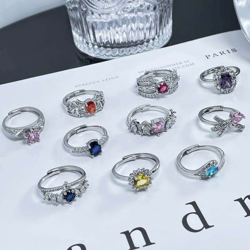 French exquisite colored gemstone series, niche open ring, women's high-end, light luxury, sweet and cool, geometric style, versatile ring Application Scenario