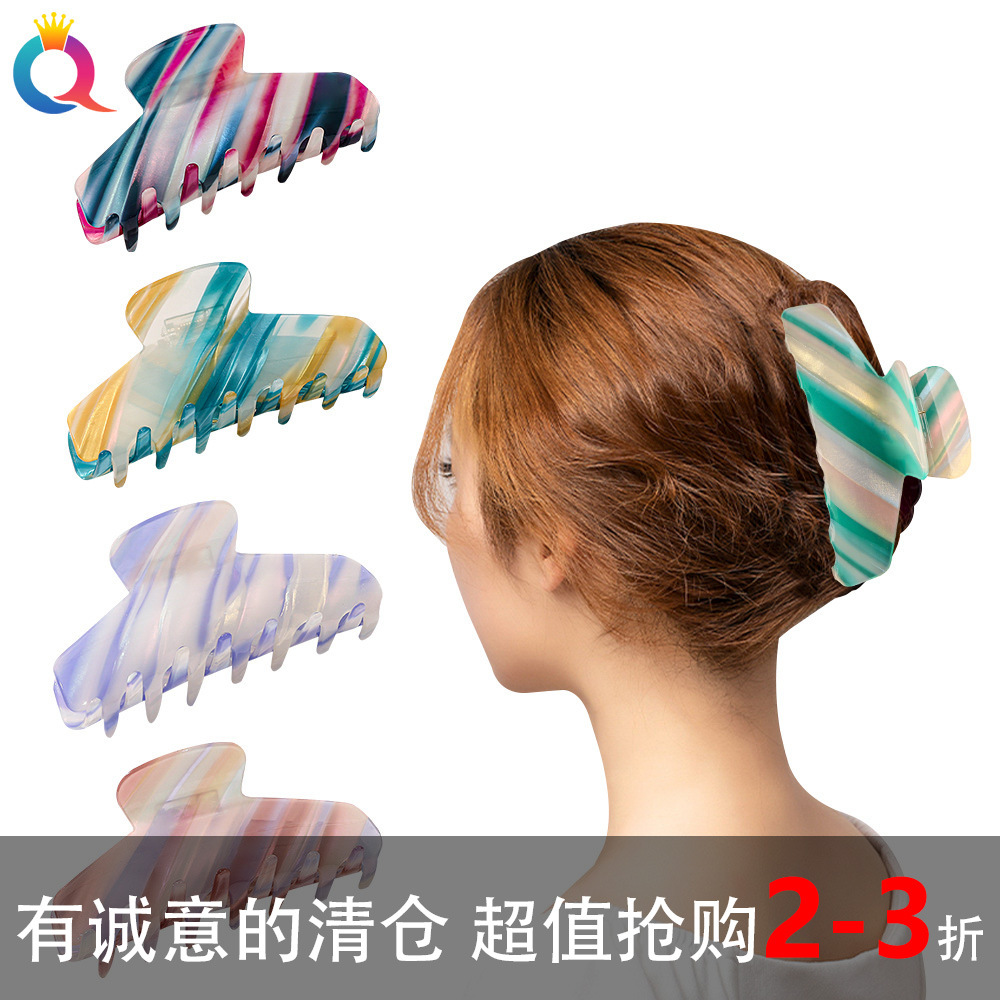 Wholesale of Qiyue PVC grid hair clips, square acrylic gripper hair clips, high-volume and high-output gripper hair clips, hair accessories details Picture