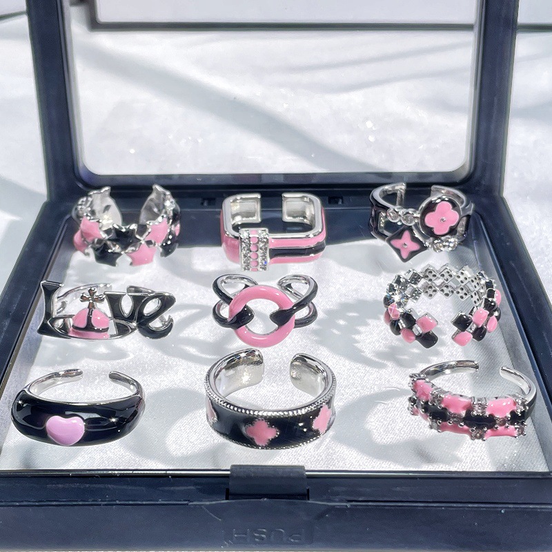 European and American fashion color-blocked glazed open ring, sweet and cool style for women, versatile and personalized ring, in the cold trend of Instagram Application Scenario
