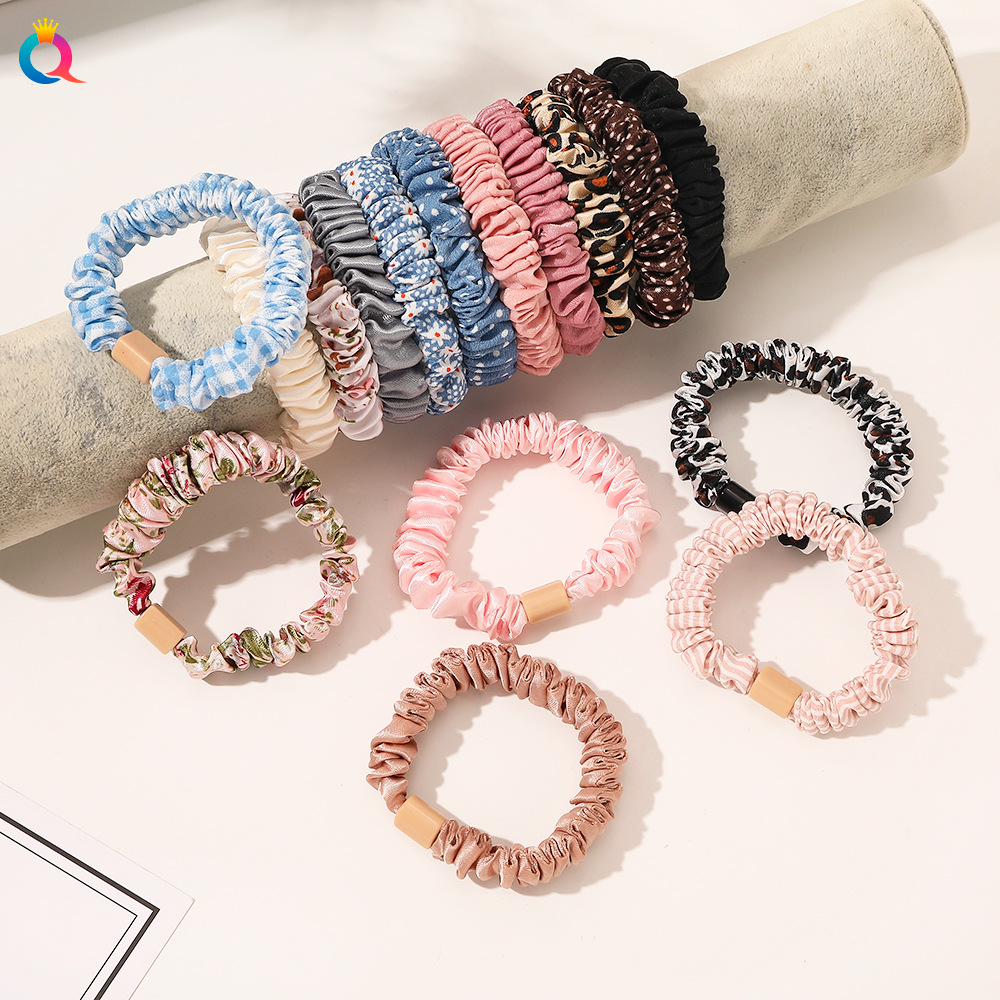 Qiyue Korean-style pleated large intestine hair band, fresh and solid color, fine hair rope, bun hair rope, ponytail hair band for women full figure