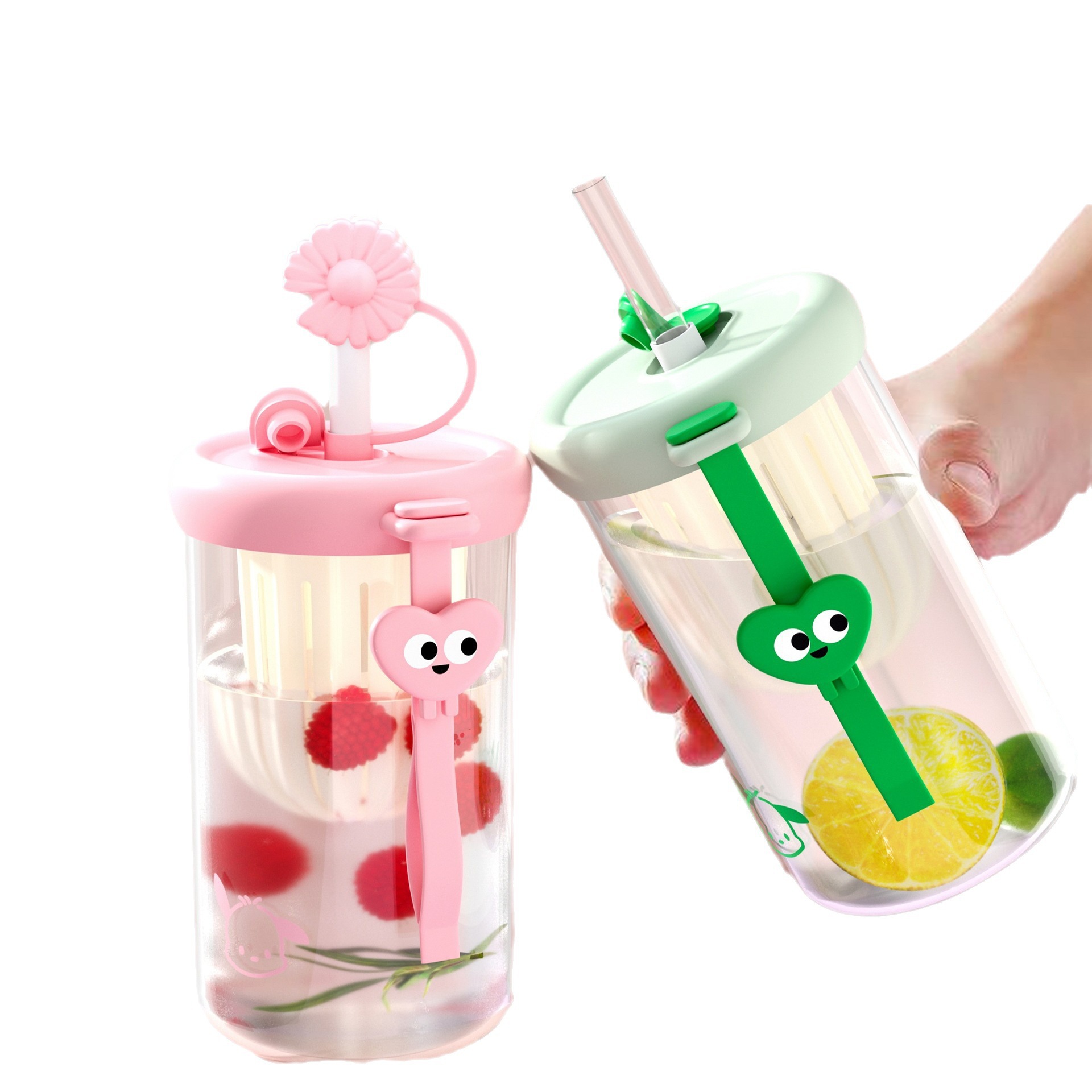 New student milk tea cups with high appearance standards, popular tea-water separation straw cups, water cups, household ton-ton cups, and fruit tea cups Item Picture