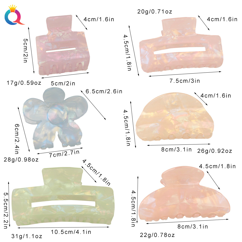 Qiyue Cross-border Fashion PVC hair clips with a high-end feel, shark clips, acrylic grabbers, and wholesale hair styling accessories Application Scenario