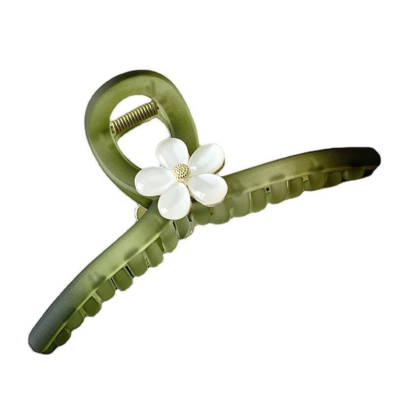 Elegant cat's eye stone flower hair clip, large, high-end, frosted grab hair clip, high-end, exquisite shark clip hair clip Item Picture