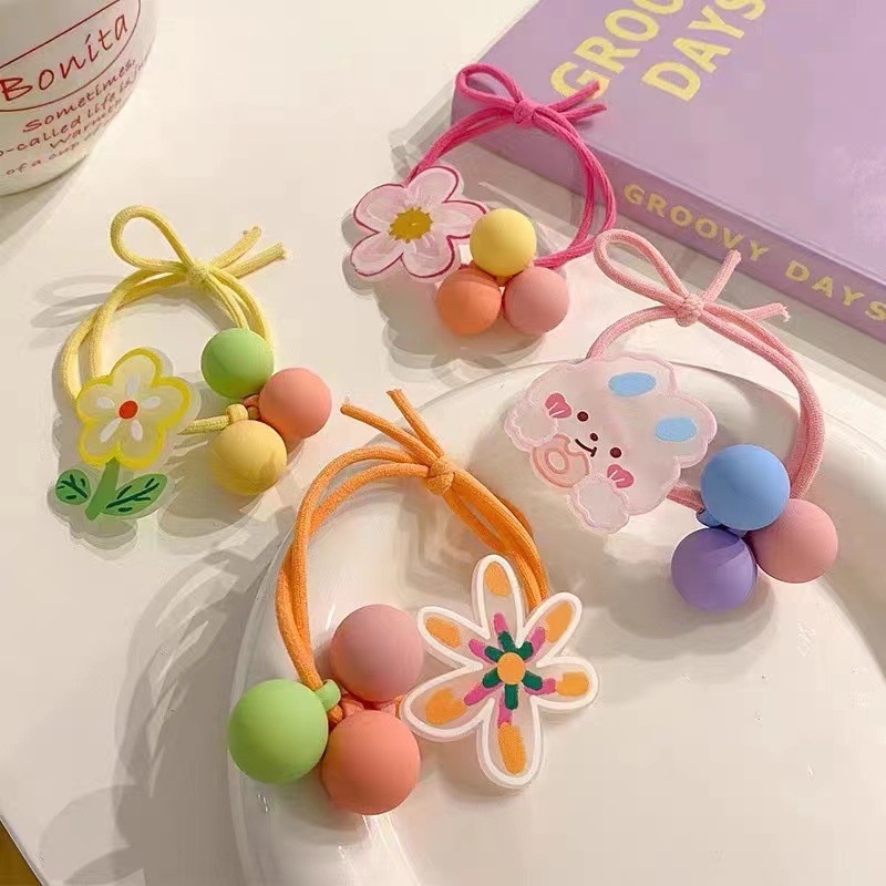 Spring and summer children's hair bands, sweet flowers, high elasticity, tied ponytails, bun heads, little girls, hair bands, hair ties, hair accessories full figure