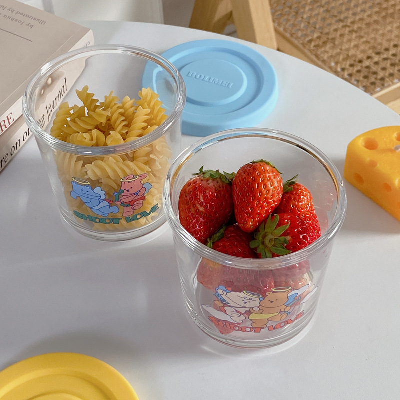 Japanese and Korean InS-style refrigerator preservation jars, cartoon glass jars, storage jars, sealed boxes, household storage jars Specification drawing