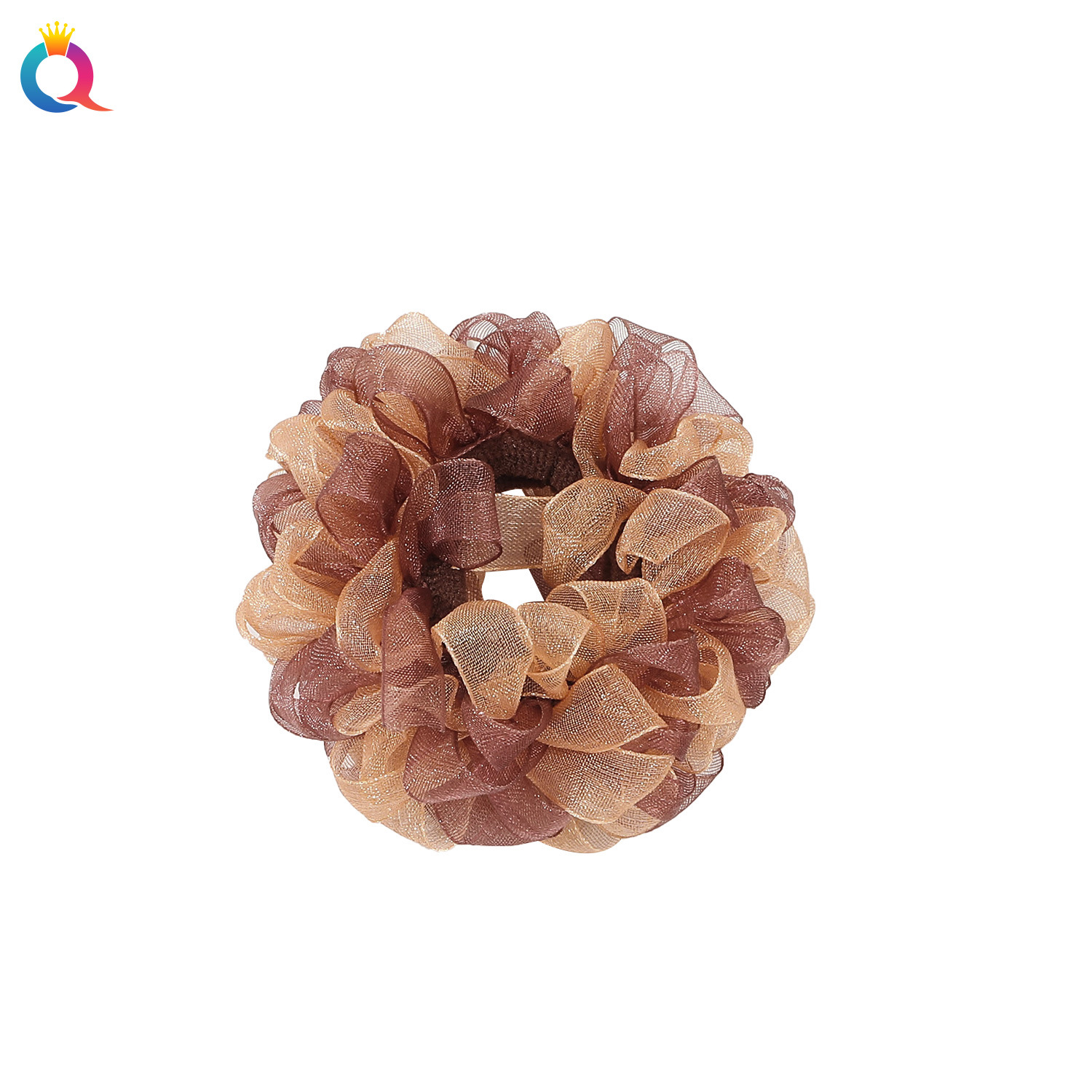 The new Qiyue mesh large intestine hair band features a high level of elegance and appearance. The towel band is sweet and charming, with a hair tie and a small leather band Item Picture