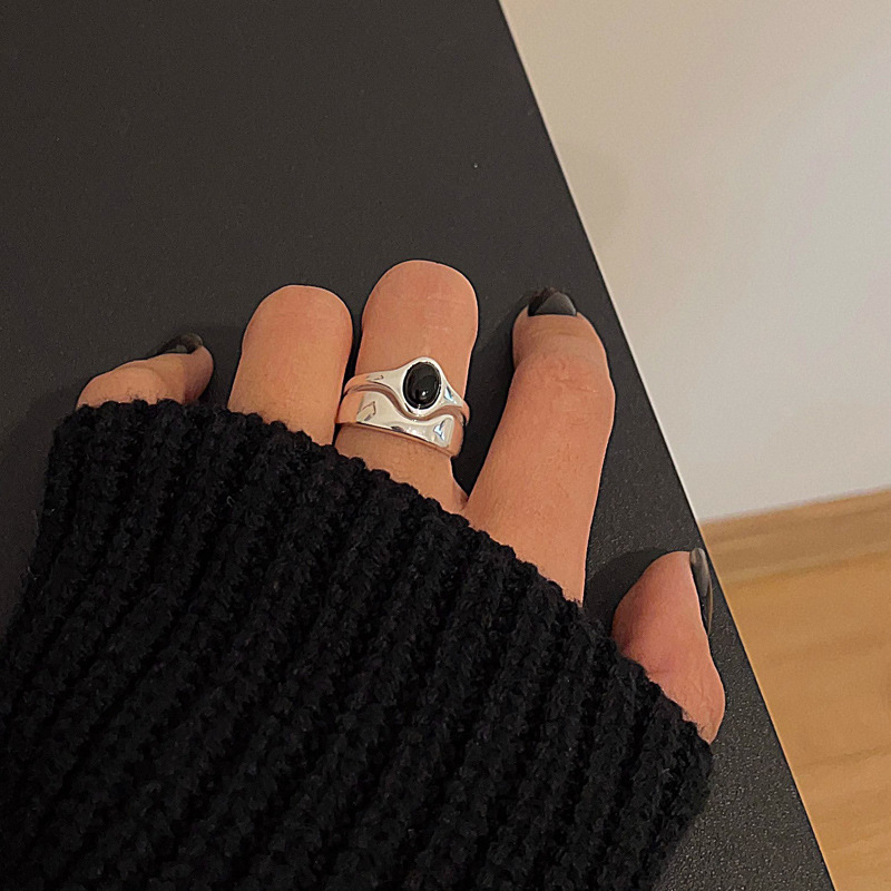 A minimalist double-layer irregular high-end open ring with a cold female style and an inS-style personalized food ring Specification drawing