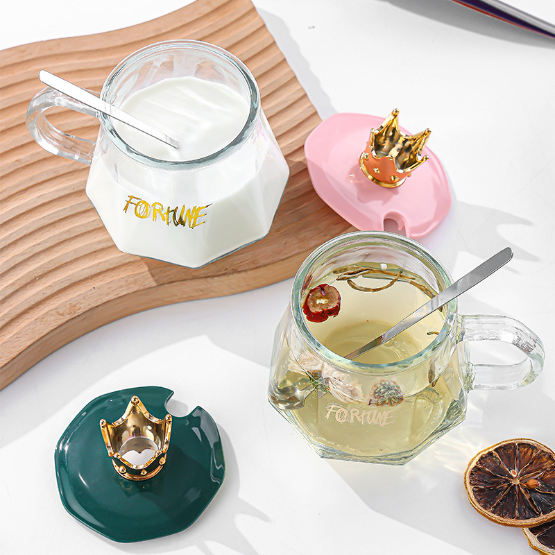 Crown milk cup, coffee cup, high-end glass water cup, student Korean version couple anti-scald cup, women's one-piece consignment creative Application Scenario